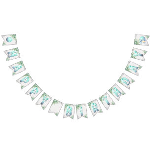 Süßer Aquarell-Baby-Dinosaurier zum 1. Geburtstag Wimpelkette