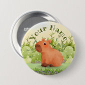 Süßer Aquarell-Capybara-Rundbutton mit individuell Button (Vorne & Hinten)
