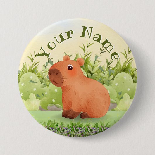 Süßer Aquarell-Capybara-Rundbutton mit individuell Button (Vorderseite)