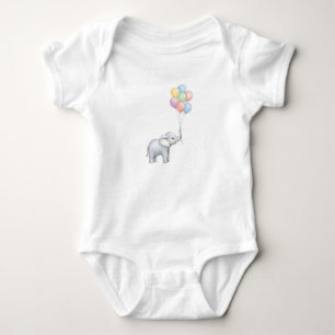 Süßer Aquarell-Elefant mit Pastellballons Baby Strampler