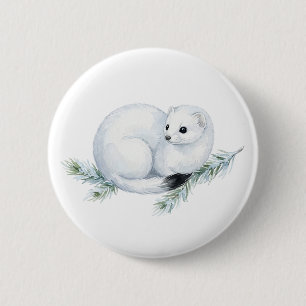 Süßer Aquarell-Hermelin-Knopf Button