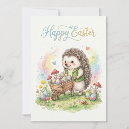 Süßer Aquarell-Igel Ostern Feiertagskarte (Vorderseite)