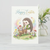 Süßer Aquarell-Igel Ostern Feiertagskarte (Stehend Vorderseite)