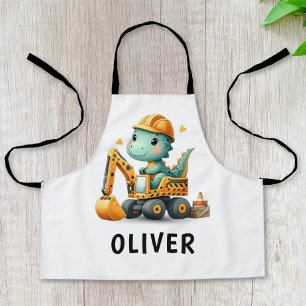 Süßer Arbeiter-Dinosaurier auf einem Bagger Schürze