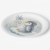 Süßer arktischer Pinguin Pappteller (Schrägansicht)