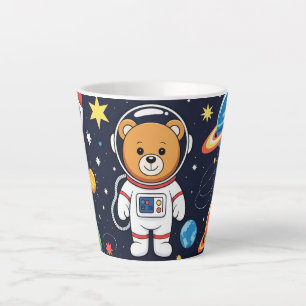 Süßer Astronaut-Bär mit Raketenillustration Milchtasse