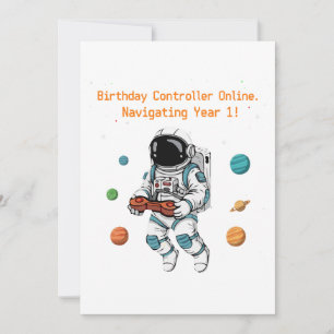 Süßer Astronaut Gamer 1. Geburtstag   Navigierend Einladung