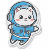 Süßer Astronaut Katzen Kawaii Aufkleber 6x6 (Vorderseite)