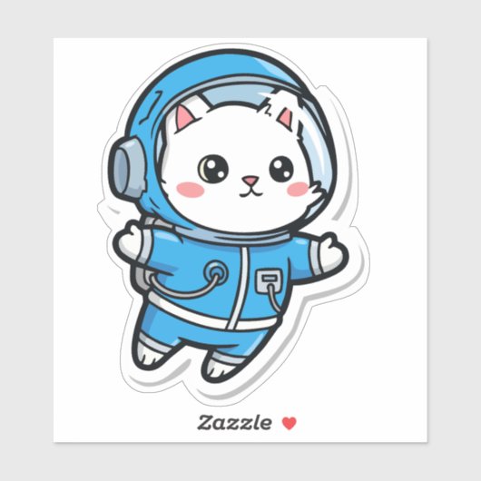 Süßer Astronaut Katzen Kawaii Aufkleber 6x6 (Blatt)