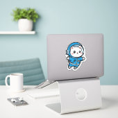 Süßer Astronaut Katzen Kawaii Aufkleber 6x6 (Laptop auf Schreibtisch)