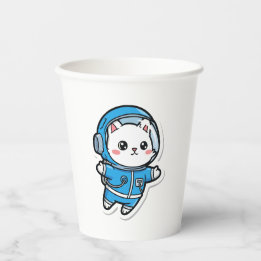 Süßer Astronaut Katzen Pappbecher