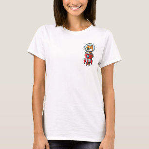 Süßer Astronaut Shiba Inu Hund in roter Raketen-Ca T-Shirt