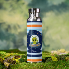 Süßer Außerirdischer im UFO-Weltraum-Kindernamen Trinkflasche
