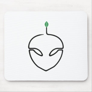 Süßer Außerirdischer in One-Line-Art mit grünem Bl Mousepad