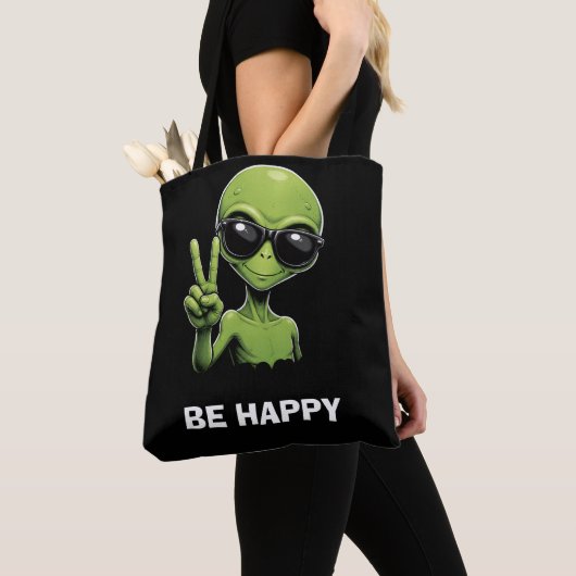 Süßer Außerirdischer zwei Finger hoch Tasche (Von Nahem)