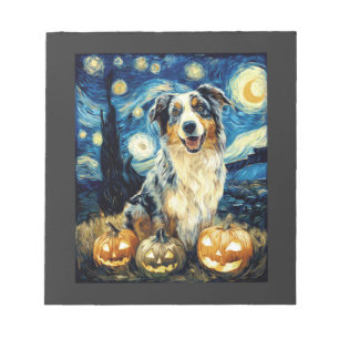 Süßer Australian Shepherd Hund Halloween Jack O La Notizblock