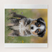 Süßer Australian Shepherd personalisiert Puzzle (Horizontal)