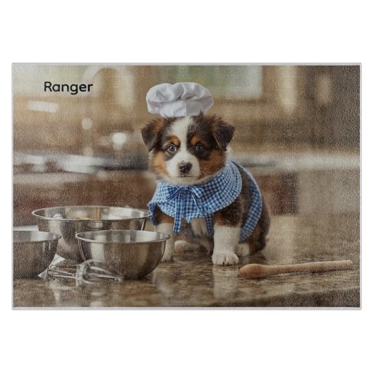 Süßer Australian Shepherd personalisiert Schneidebrett (Vorderseite)