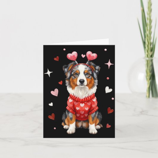 Süßer Australian Shepherd Valentine Herz Valentins Karte (Vorderseite)