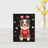 Süßer Australian Shepherd Valentine Herz Valentins Karte (Gelbe Blume)