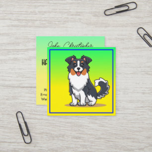 Süßer Australischer Schäferhund-23144 Quadratische Visitenkarte