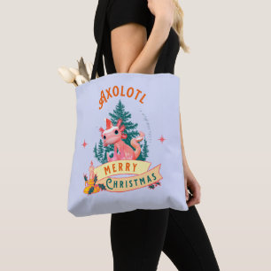 Süßer Axolotl Frohe Weihnachten Feiertags-Kunst Tasche