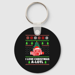 Süßer Axolotl Ich liebe Weihnachten A-lotl Xmas Hu Schlüsselanhänger