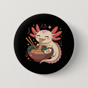 Süßer Axolotl isst Ramen-Nudeln Button