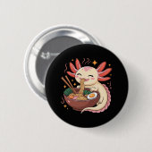 Süßer Axolotl isst Ramen-Nudeln Button (Vorne & Hinten)