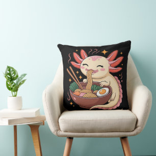 Süßer Axolotl isst Ramen-Nudeln Kissen