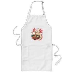 Süßer Axolotl isst Ramen-Nudeln Lange Schürze