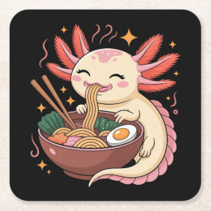 Süßer Axolotl isst Ramen-Nudeln Rechteckiger Pappuntersetzer