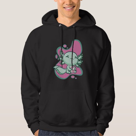 Süßer Axolotl mit Erdbeermilch und Bubble Tea B Hoodie (Vorderseite)