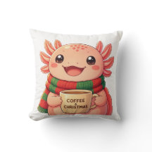Süßer Axolotl trinkt Kaffee Weihnachtsakzent