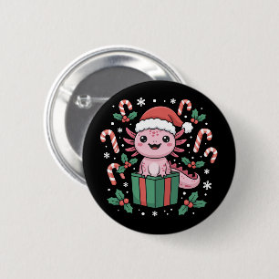 Süßer Axolotl Weihnachten Tier Amphibie Feiertag Button