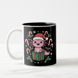 Süßer Axolotl Weihnachten Tier Amphibie Feiertag Zweifarbige Tasse