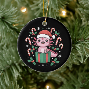 Süßer Axolotl Weihnachten Tier Amphibien Feiertag Keramik Ornament