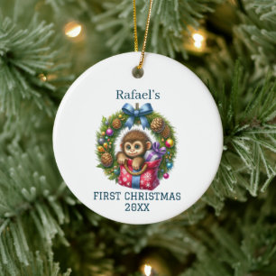 Süßer Baby-Affe Weihnachten Keramik Ornament
