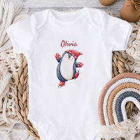 Süßer Baby-Body mit einem Eislauf-Pinguin