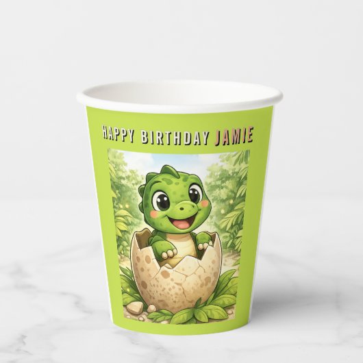 Süßer Baby-Dinosaur-Nachwuchs Geburtstag Pappbecher (Vorderseite)
