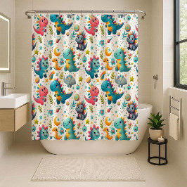 Süßer Baby-Dinosaurium Teal Kinder Dino-Duschvorha Duschvorhang