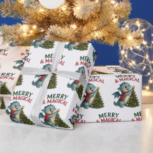 Süßer Baby-Drache Frohe und magische Weihnachten Geschenkpapier