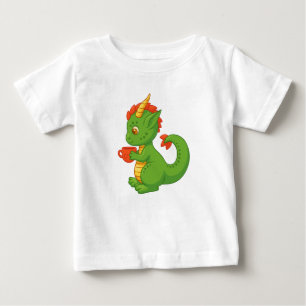 Süßer Baby-Drache hält Tasse Baby T-shirt