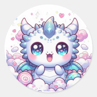 Süßer Baby-Drache Kawaii Fantasy-Aufkleber Runder Aufkleber