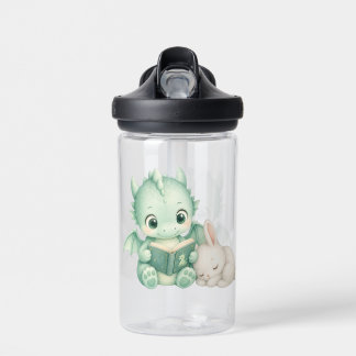 Süßer Baby-Drache liest Buch whimsiwatercolor Trinkflasche