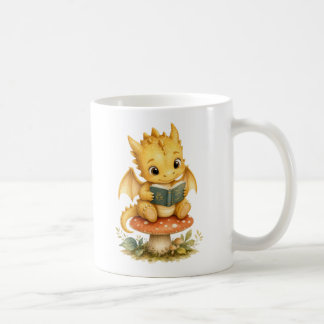 Süßer Baby-Drache liest Storybook-Wasserfarben-Kun Kaffeetasse