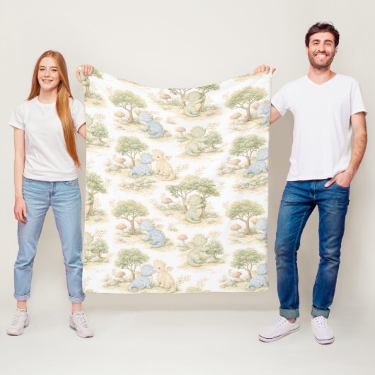 Süßer Baby-Drache Pastell-Waldmuster (2) Fleecedecke (Beispiel)