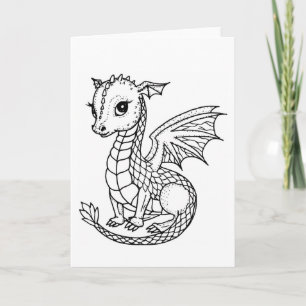 Süßer Baby-Drache - Zum Ausmalen Karte