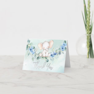 Süßer Baby-Elefant Blaue Rosen Dankeskarte