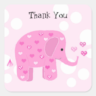 Süßer Baby-Elefant Danke Quadratischer Aufkleber